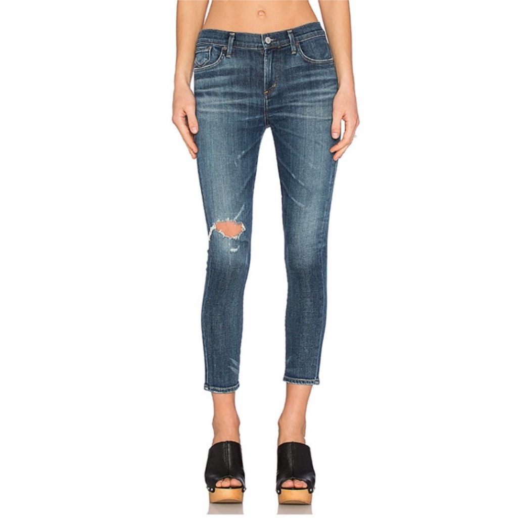 Agolde Sophie Crop Distressed Denim 25